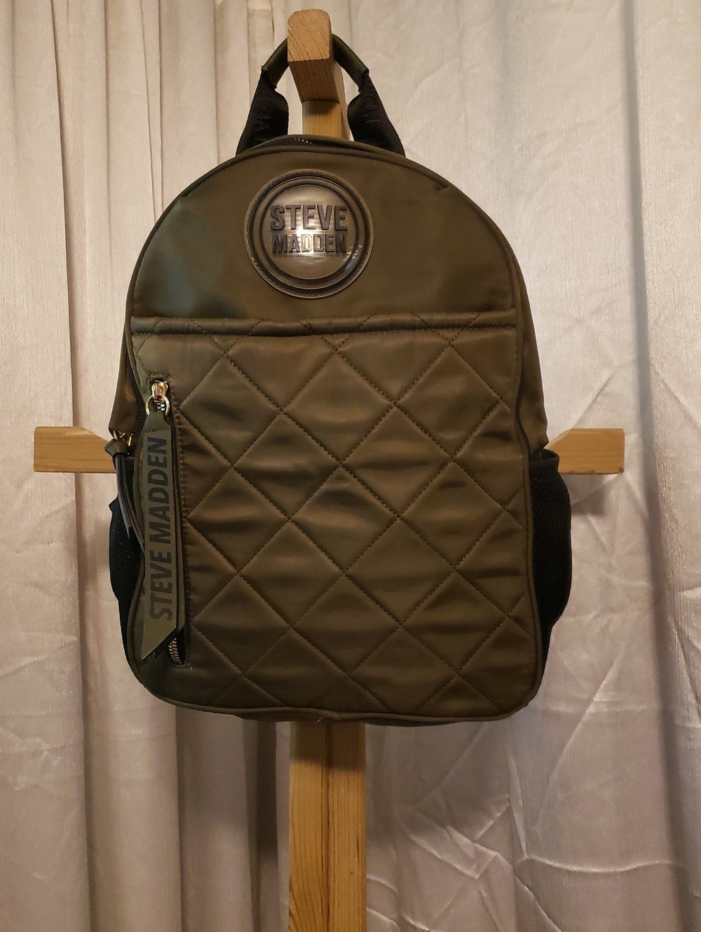 Steve Madden Olive Green Quilted Backpack